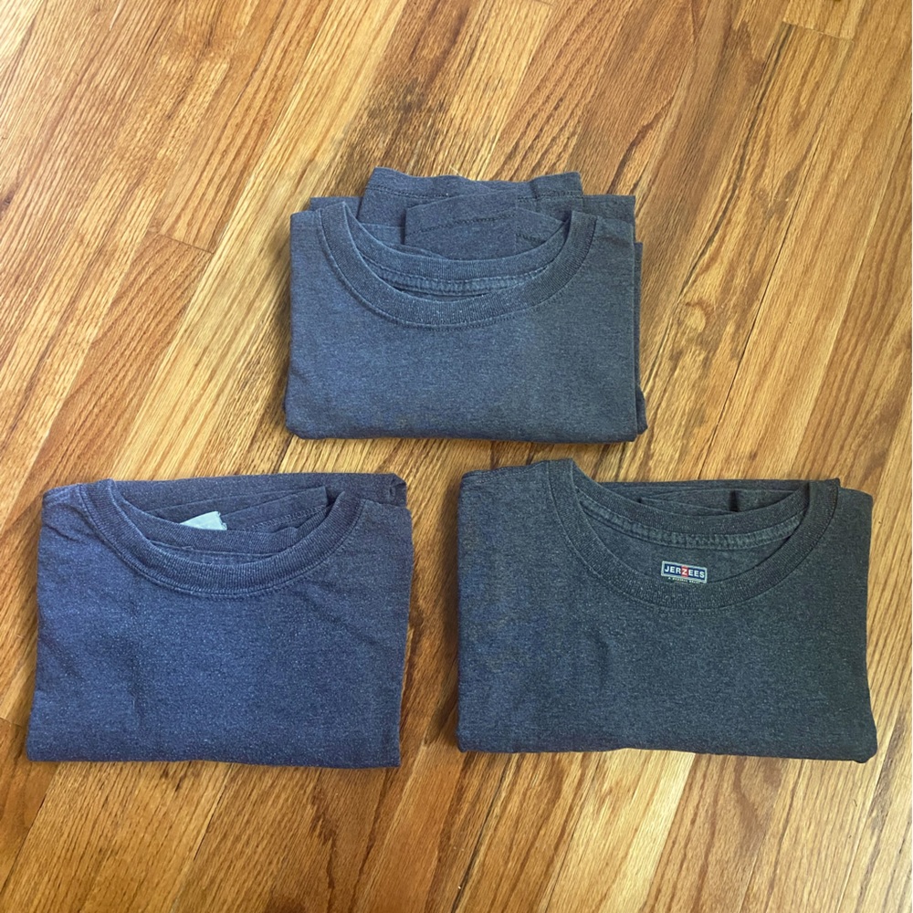 Jerzees Men’s Gray T-Shirts (Set of Three)- Size L